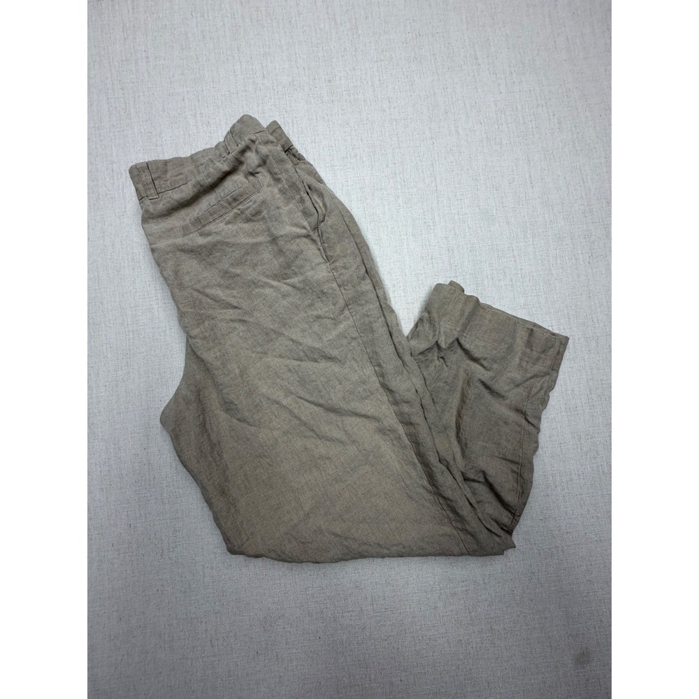 Hugo Boss Solbiati Italian Linen Pants Mens 36 Pleated Made in Germany Taupe